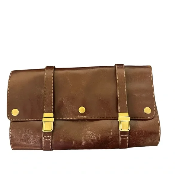 Red Envelope Luxury Leather Excursion Travel Toiletries roll Case - Picture 1 of 6